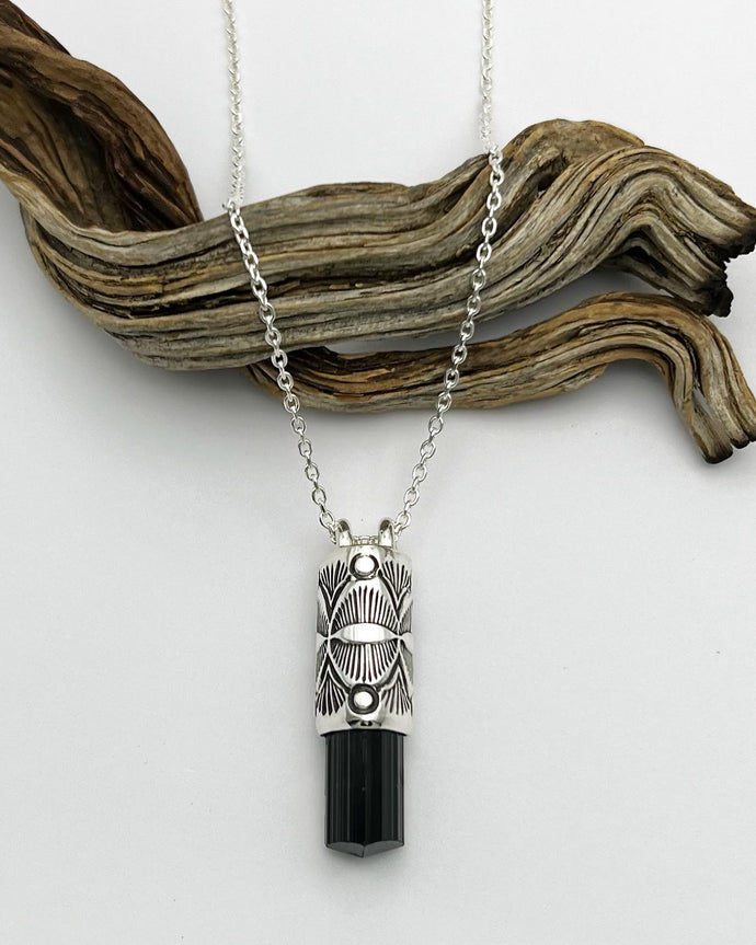 Black Tourmaline Mojave Eye Talisman Necklace