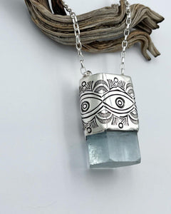 Chonky Aquamarine Big Eye Talisman Necklace