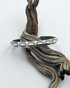 Triangle Wire Hand Stamped Sterling Silver Cuff XS