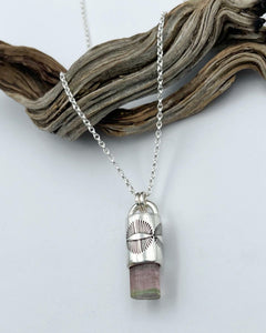 Pink/Green Tourmaline Eye Talisman Necklace