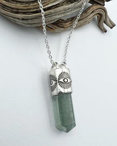 Polished Aquamarine Eye Talisman Necklace