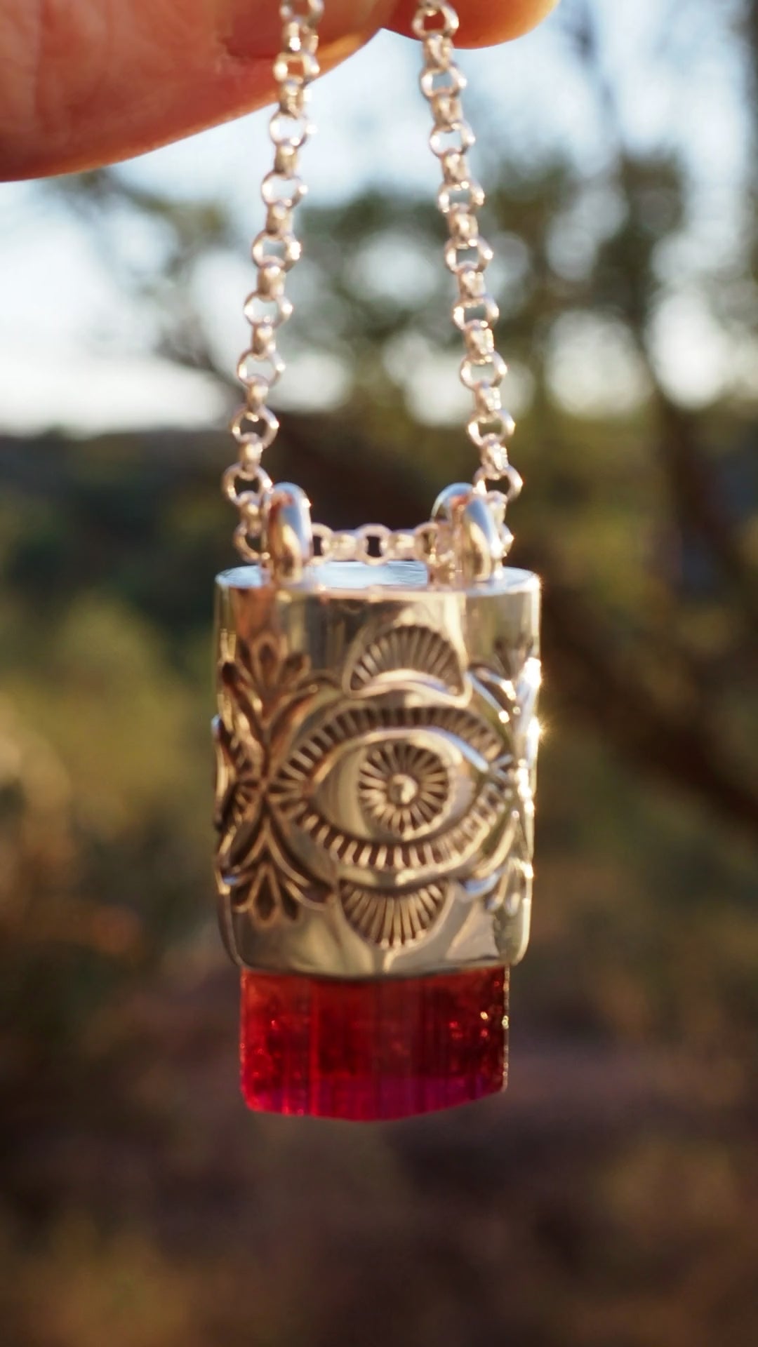 Rubellite Tourmaline Eye/Desert Talisman Necklace
