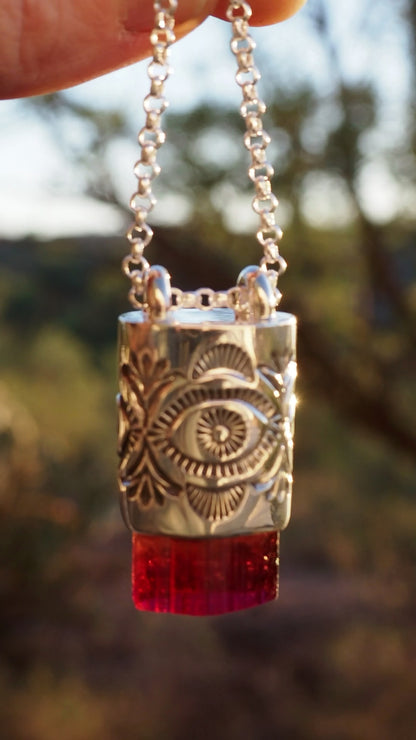 Rubellite Tourmaline Eye/Desert Talisman Necklace