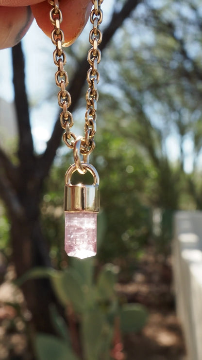 Pink Tourmaline 14k Gold Talisman Pendant