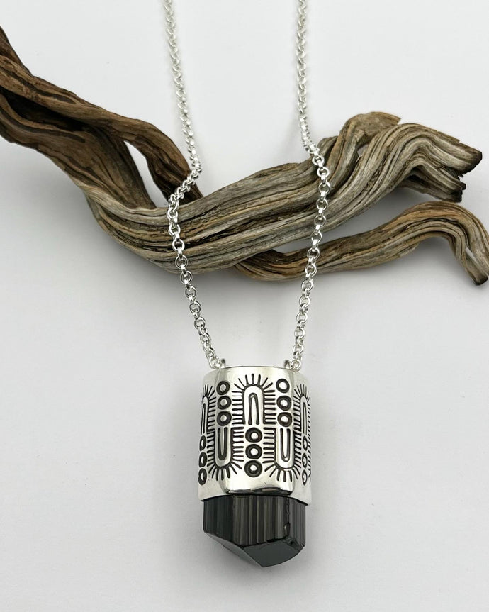 Black Tourmaline Large Monsoon Talisman Necklace