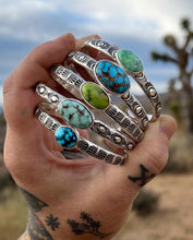 Lime Green Hubei Turquoise Mystic Eye Hand Stamped Stacker Cuff M/L