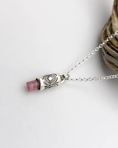 Pink Tourmaline Mini Desert Flower Talisman Necklace