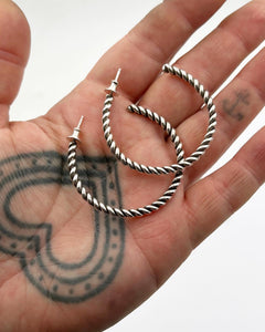 Sterling Silver Twisted Rope Hoop Earrings