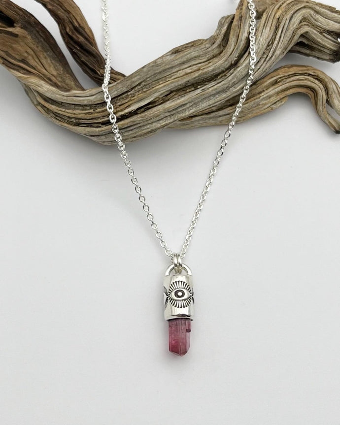 Rubellite Tourmaline Eye Talisman Necklace
