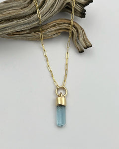 Aquamarine O Ring 14k Gold Talisman Necklace
