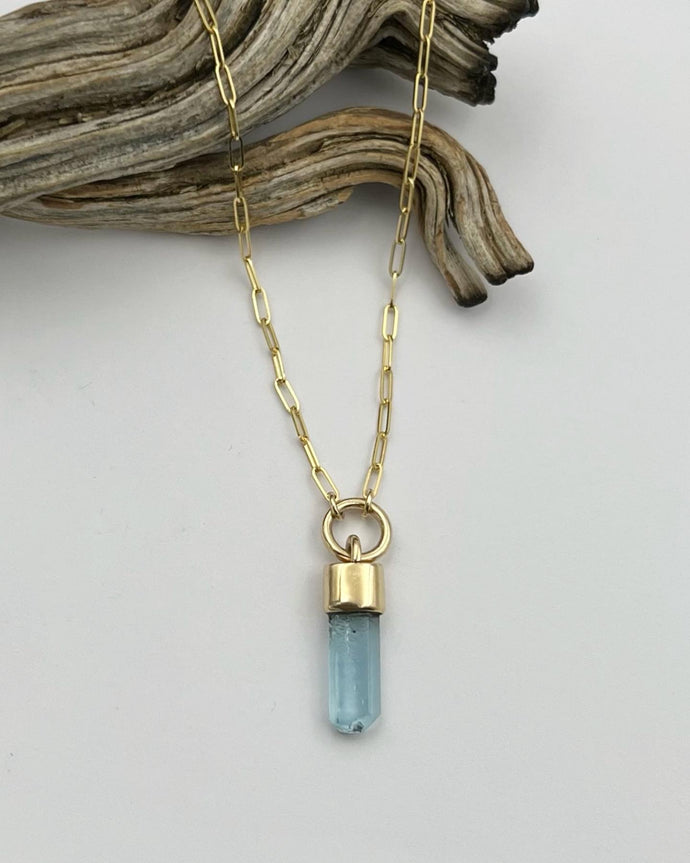 Aquamarine O Ring 14k Gold Talisman Necklace