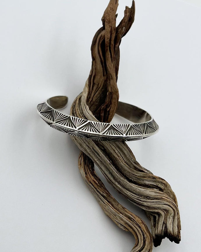 Heavyweight Triangle Wire Arroyo Hand Stamped Sterling Silver Cuff S/M