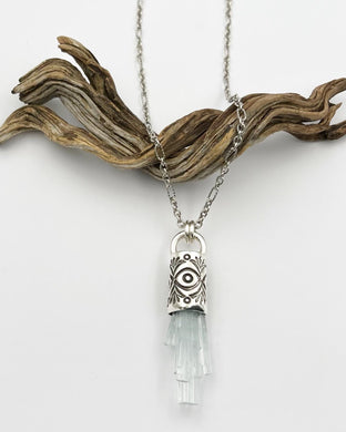 Aquamarine Cluster Eye Talisman Necklace