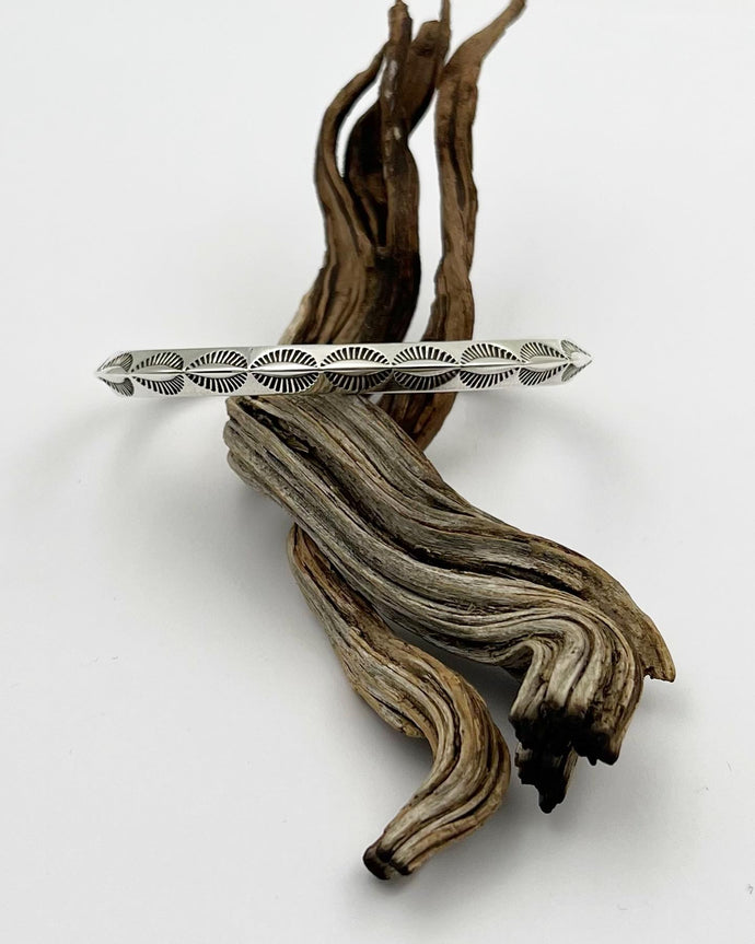 Triangle Wire Eye Hand Stamped Sterling Silver Cuff M/L
