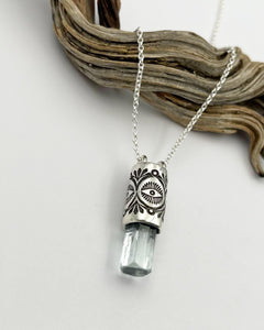 Aquamarine Desert Eye Talisman Necklace