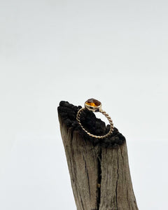Citrine 14k Gold Twist Ring 7