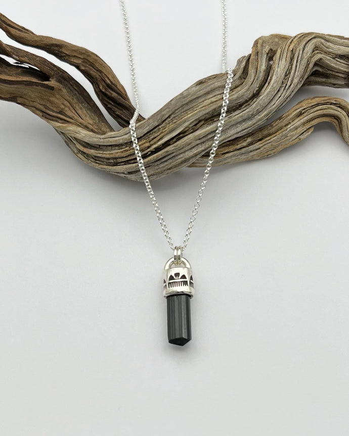 Black Tourmaline Mini Raincloud Talisman Necklace