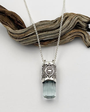 Aquamarine Desert Eye Talisman Necklace
