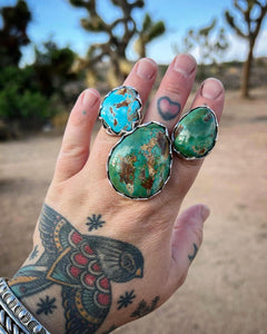 Fox Turquoise Sunnyslope Stamped Bezel Ring 9