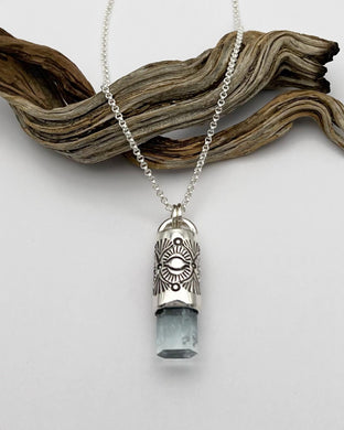 Aquamarine Desert Eye Talisman Necklace