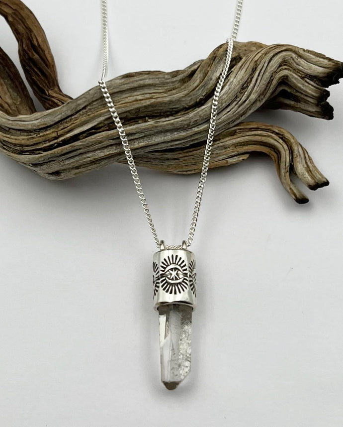 Starbrary Etched Quartz Portal Talisman Necklace
