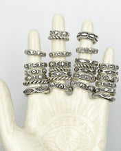 Sterling Silver Hand Stamped and Twist Stacker Rings
