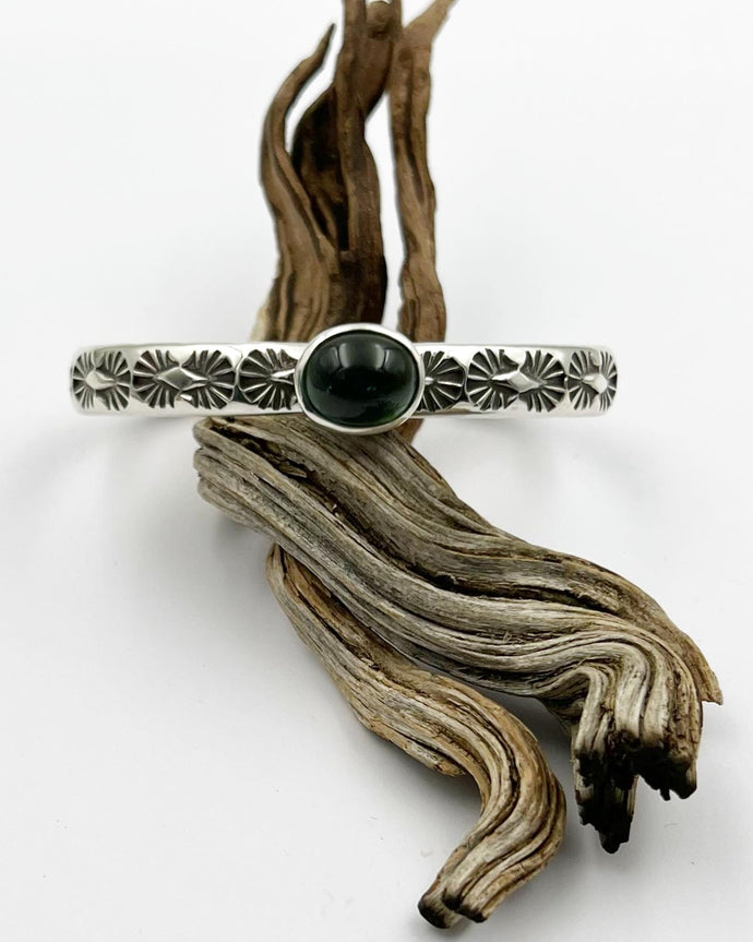Deep Green/Blue Tourmaline Palmas Heavyweight Stacker Cuff M/L