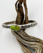 Lime Green Hubei Turquoise Mystic Eye Hand Stamped Stacker Cuff M/L