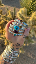 Egyptian Turquoise Fan Heavyweight Hand Stamped Stacker Cuff S/M