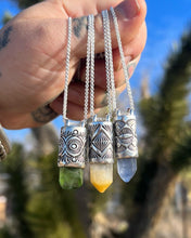 Dumortierite Included Quartz Eye/Fan Talisman Necklace