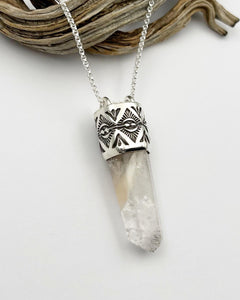 Amphibole Quartz (w/ black tourmaline) Talisman Necklace
