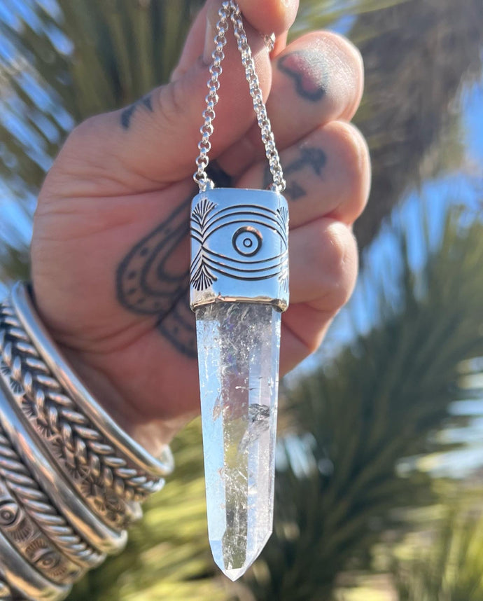Polished Quartz Eye Talisman Necklace