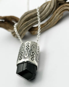 Black Tourmaline Large Monsoon Talisman Necklace