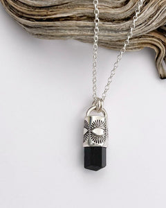 Black Tourmaline Eye/Dot Talisman Necklace
