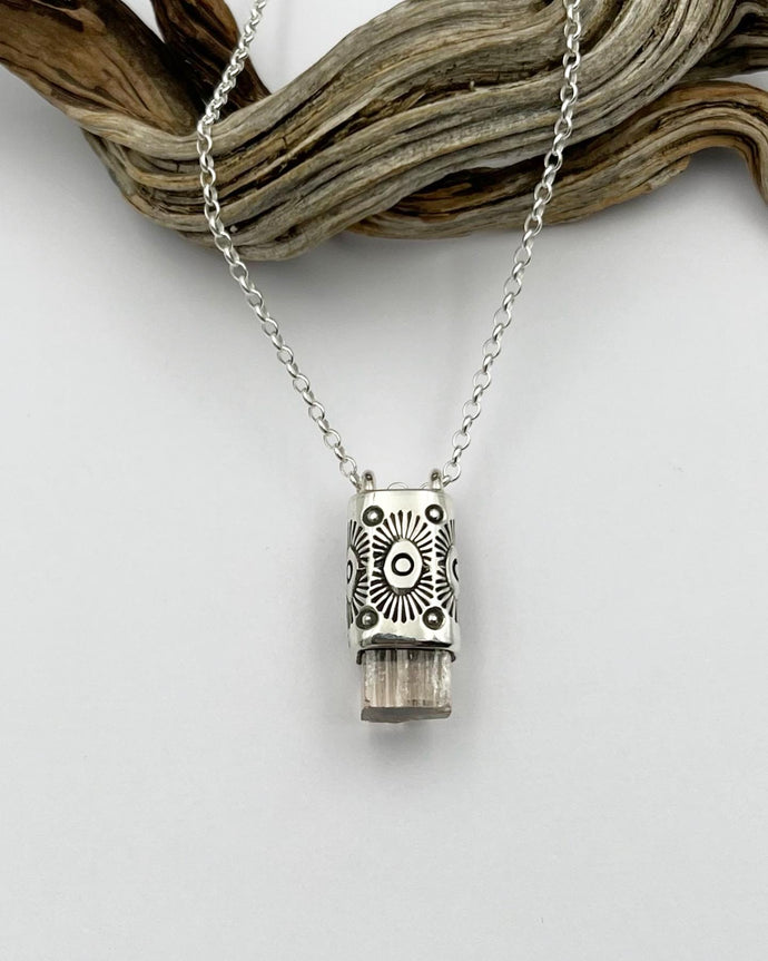 Pink Topaz Tumbleweed Talisman Necklace