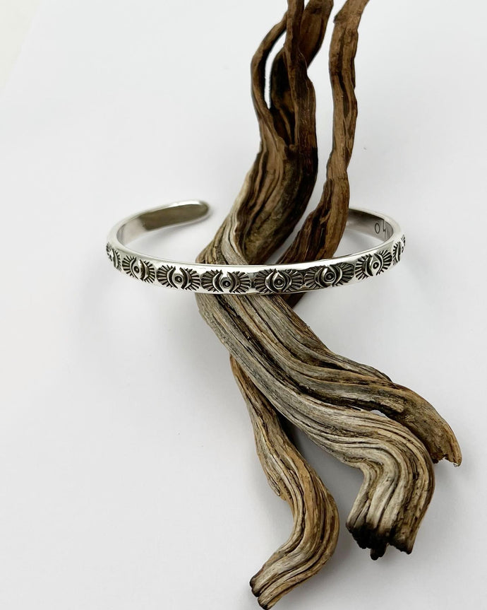 Small Eye Hand Stamped Stacker Cuff M/L
