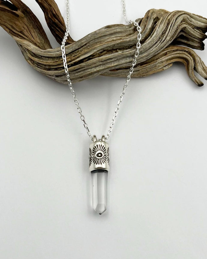 Singing Quartz Sun/Dot Talisman Necklace