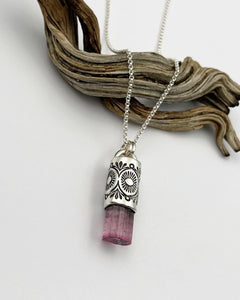 Pink Tip Pink Tourmaline Desert Sun Talisman Necklace