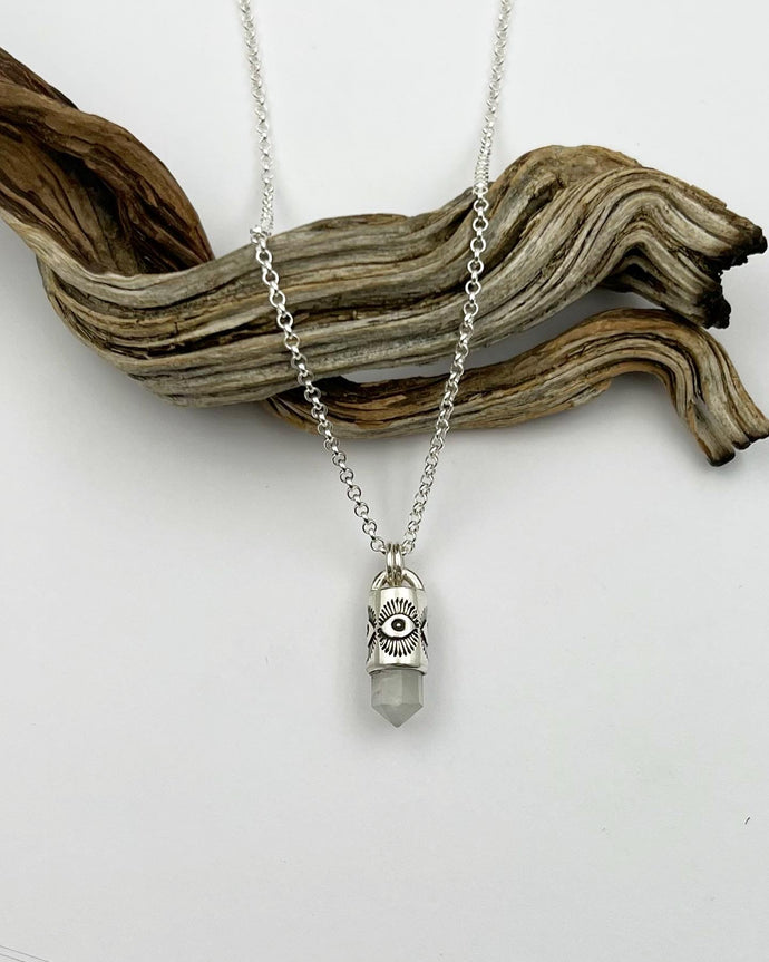 Rainbow Moonstone Eye Mini Talisman Necklace