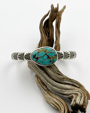 Apache Blue Turquoise Fan Heavyweight Stacker Cuff S/M