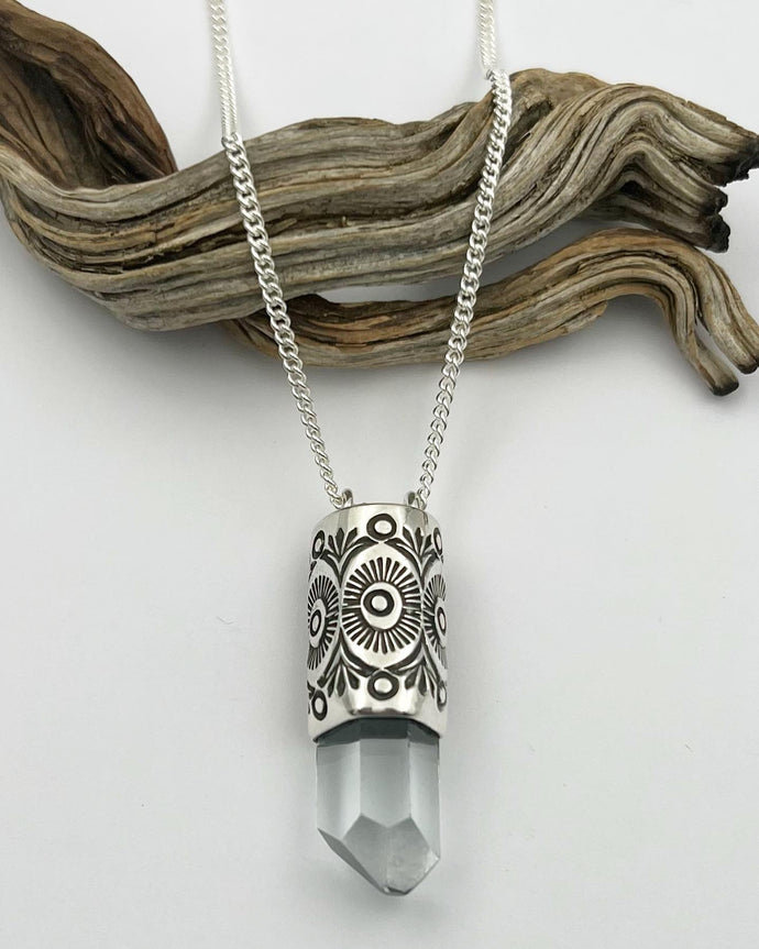 Gem Aquamarine Cactus Flower Talisman Necklace