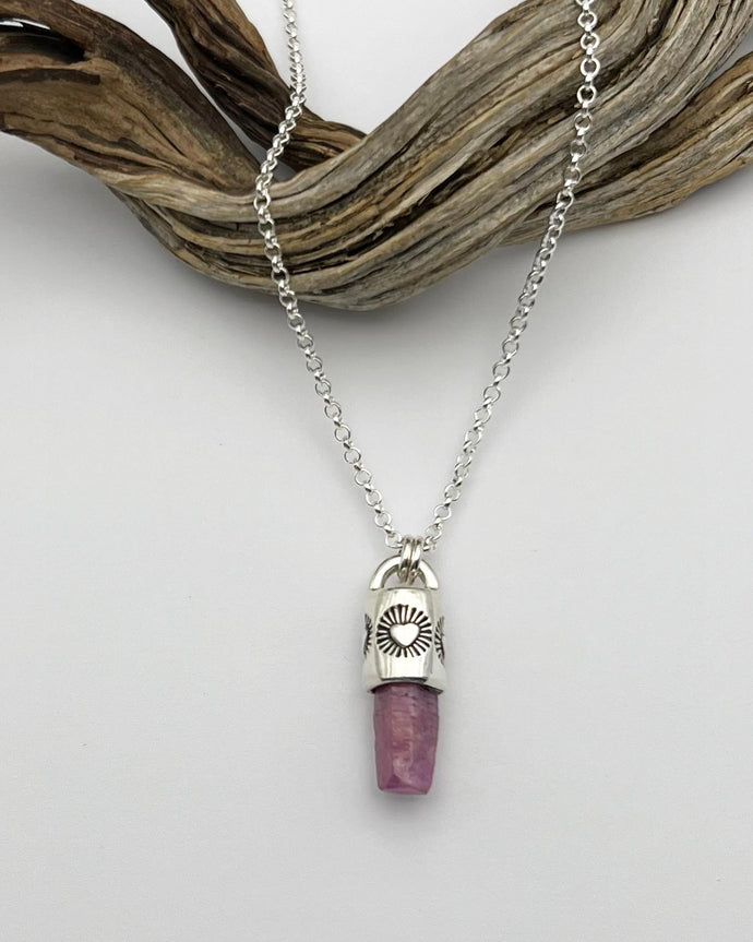Raw Ruby Heart Talisman Necklace
