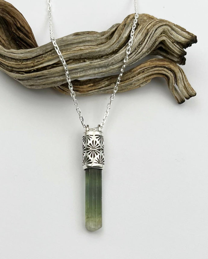 Green/Clear Tourmaline Talisman Necklace
