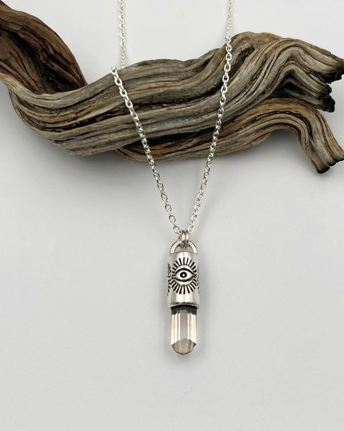 Peach/Pink Topaz Talisman Necklace