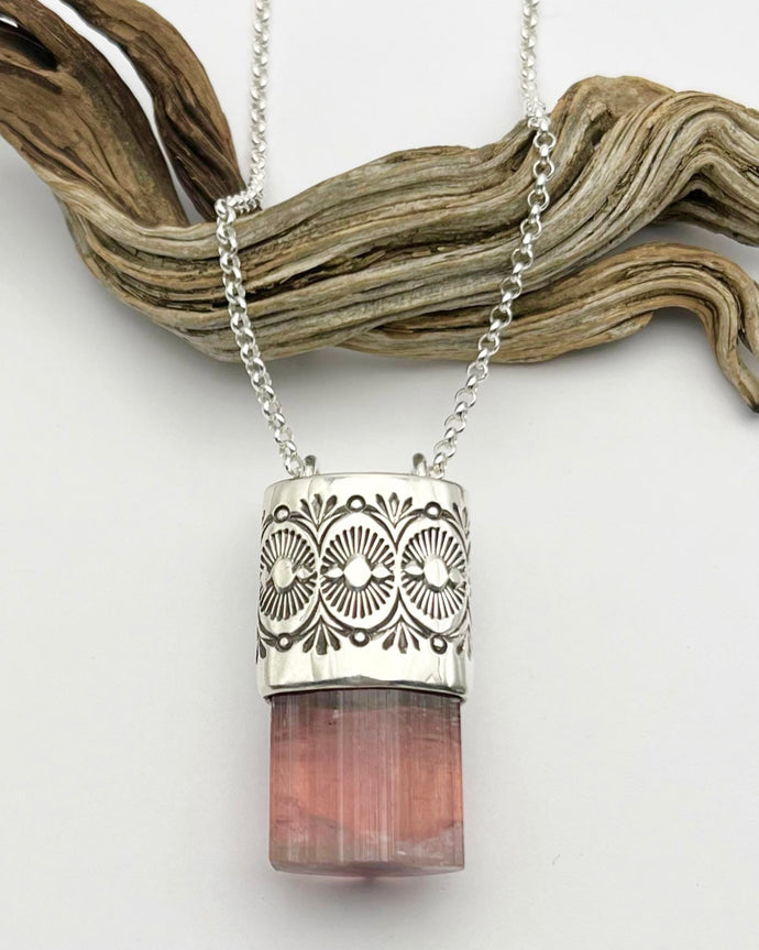 Himalaya Pink Tourmaline Desert Ocotillo Talisman Necklace
