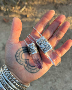 Tabby Clear Quartz Big Eye Talisman Necklace