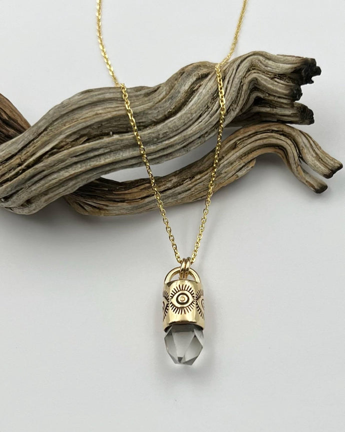 Weirdo Tibetan Quartz 14k Gold Talisman Necklace