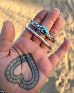 Sierra Nevada Turquoise Sun Hand Stamped Stacker Cuff XS