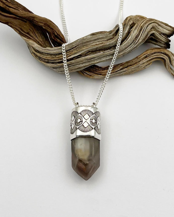 Raw Lithium Quartz Fan Talisman Necklace