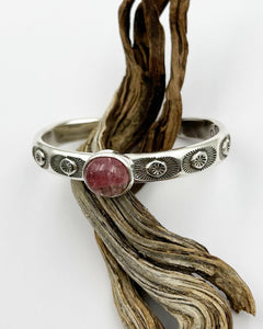 Pink/Peach Tourmaline Peyote Heavyweight Stacker Cuff XS